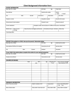 Fillable Online Client Background Information Form Fax Email Print