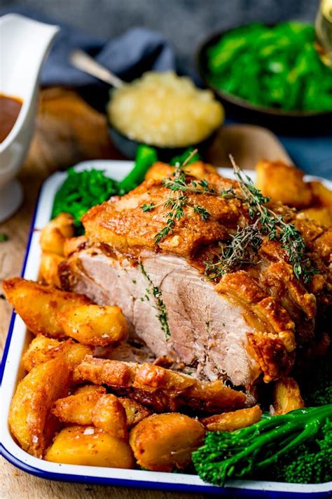 Succulent Roast Pork With Crispy Crackling Homemade Apple Sauce And