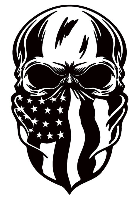 Skull American Flag Bandana Vinyl Decal American Flag Biker Etsy