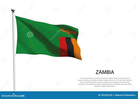 Flag Of Zambia Colorful Zambian Flag Logo Green Red Black And