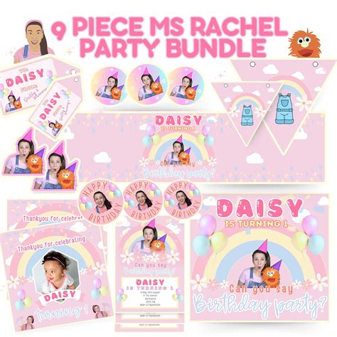 MS RACHEL BIRTHDAY Party Bundle Birthday Banner Birthday Poster Pink