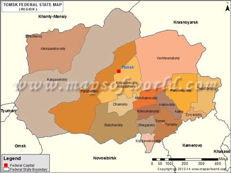 Tomsk Map Oblast Of Tomsk Russia