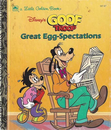 An Old Disney Book With Goofy And Mickey Mouse Sitting In A Rocking