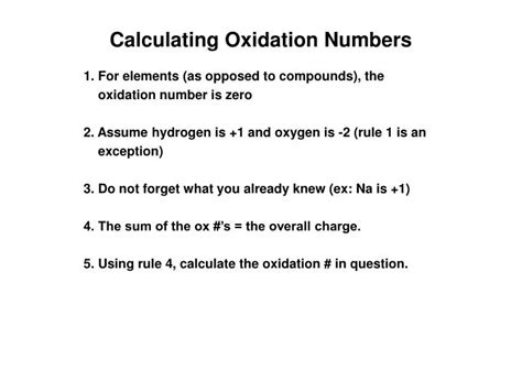 Ppt Calculating Oxidation Numbers Powerpoint Presentation Free Download Id 1102339