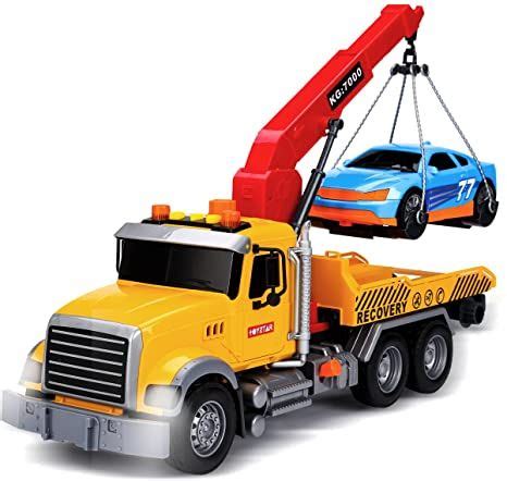 haomsj Big Tow Trucks Toy Trucks with Hook and Car for Boys Pull Back ...