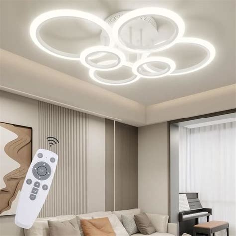 RUYI Plafonnier LED Moderne Dimmable Télécommande 6 Anneaux Plafonnier