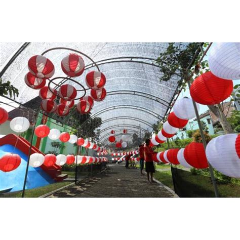 Jual Lampion Merah Putih Gantung Kertas Spesial Dekorasi Hut Ri