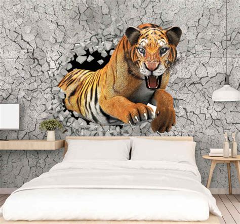 Mural animal Pintura de tigre 3d sólido TenVinilo