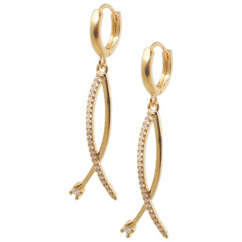 MorningSave Savvy Cie Huggie Dangle Drop Earrings In 14K Gold Or