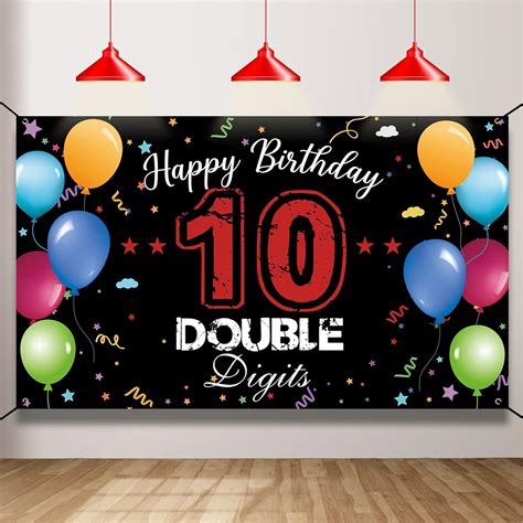 Amazon HTDZZI Happy 10th Birthday Backdrop Banner 10th Birthday