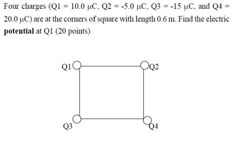 Solved Three Charges Q1 5 0μc Q2 −8 0μc And Q3 10μc Are