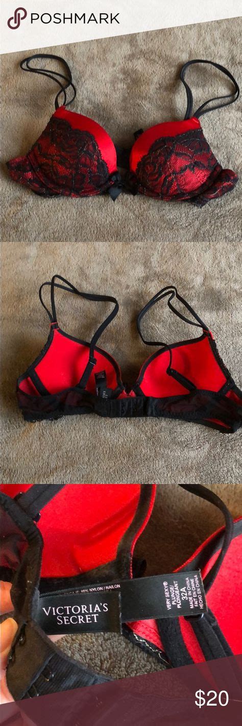 Victorias Secret Red And Black Lace Bra Black Lace Bra Lace Bra