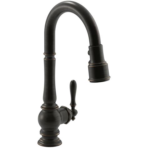 Kohler Artifacts Single Handle Pull Down Sprayer Kitchen Faucet In Oil Rubbed Bronze K 99261 2bz