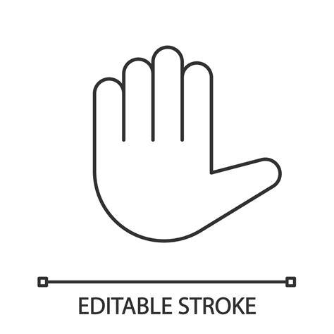 Raised Hand Emoji Linear Icon Thin Line Illustration High Five Stop