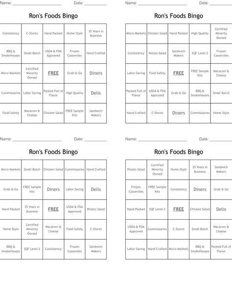 Ron S Foods Bingo Wordmint