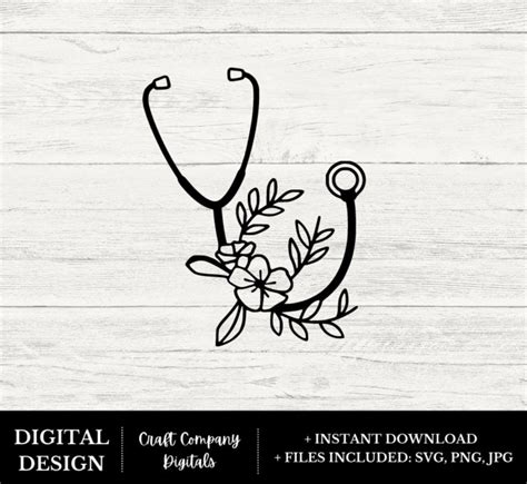 Floral Stethoscope Svg Png  Rn Svg Doctor Svg Medical Assistant