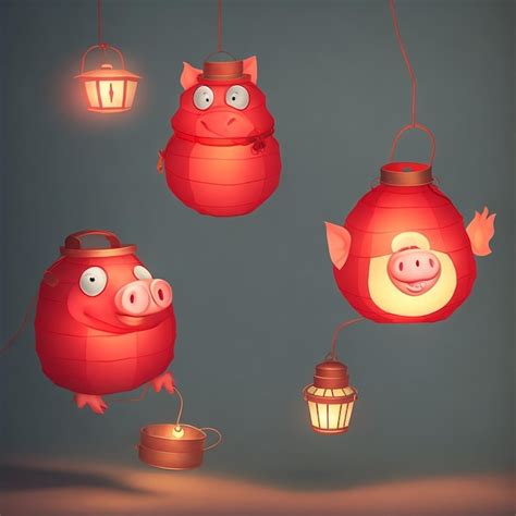 Premium Ai Image Four Pigs Are Hanging In A Row And One Has A Face On