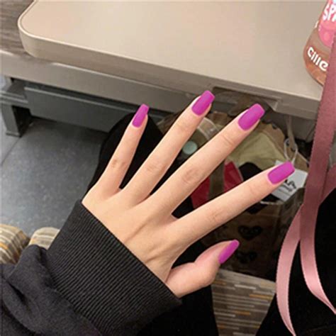 Pcs Middle Length Ballerina Nude Pink Color False Nails Design With Heart Pattern Diy