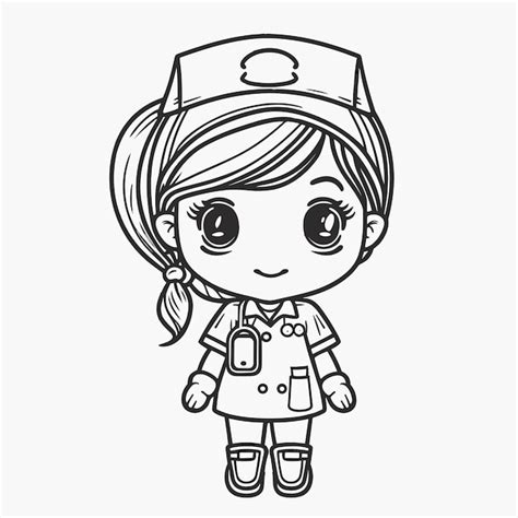 Premium Vector | Cute nurse vector graphic coloring vector outline