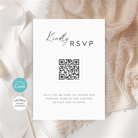 Invitación De Boda Qr Invitación De Boda Minimalista Plantilla De Invitación De Boda De Doble