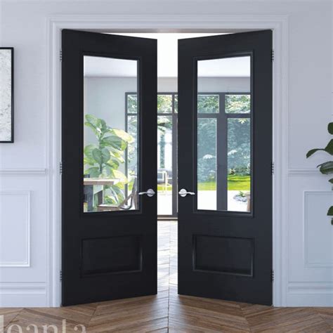 Internal Door Black Sandringham Clear Bevelled Glass Doorphoria