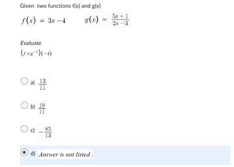 Solved Given Two Functions F X And G X