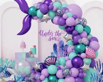 Mermaid Kisses DIY Balloon Arch Garland Kit Hot Pink Aqua Mint Silver Tropical Mermaid Ocean