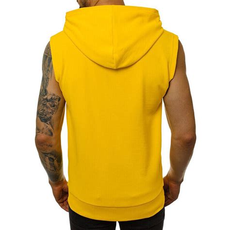 Men Hooded Casual Tank Top Plain Bodybuilding Muscle Sleeveless