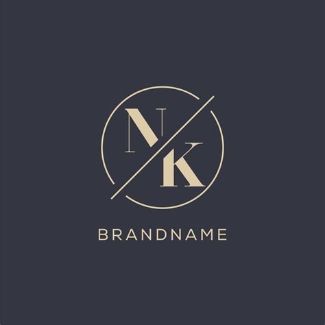 Initial Letter Nk Logo With Simple Circle Line Elegant Look Monogram