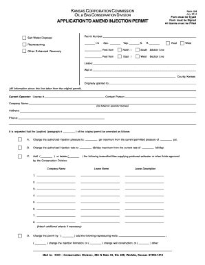 Fillable Online Kcc Ks Application To Amend Injection Permit Fax Email