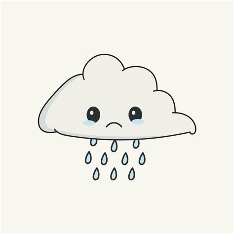 Cartoon Sad Rain Cloud