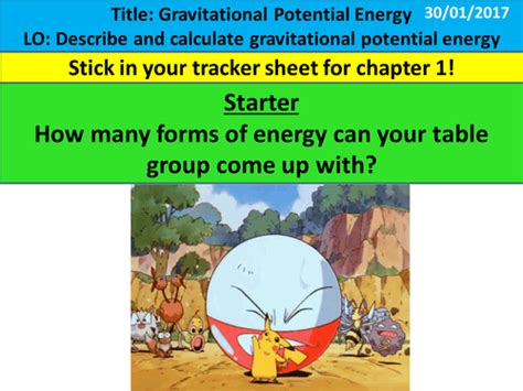 New Ks4 Aqa 2016 Physics Chapter 1 Energy Gravitational Potential Energy Teaching