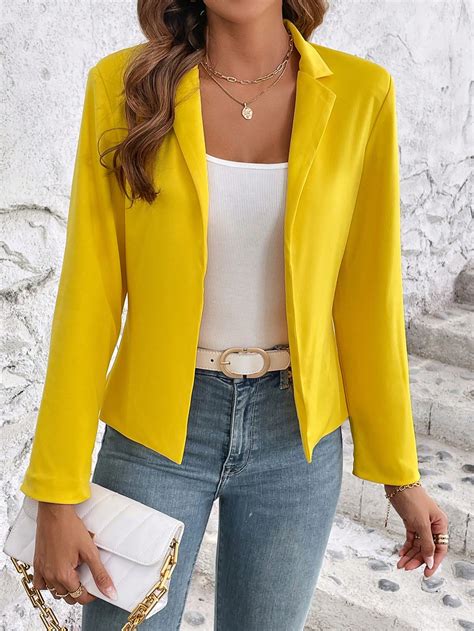 Shein Clasi Lapel Neck Open Front Blazer Shein Uk