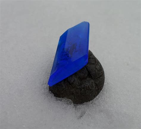 Single Copper Ii Sulfate Crystal On A Rock ~6 Weeks Growth R Crystalgrowing