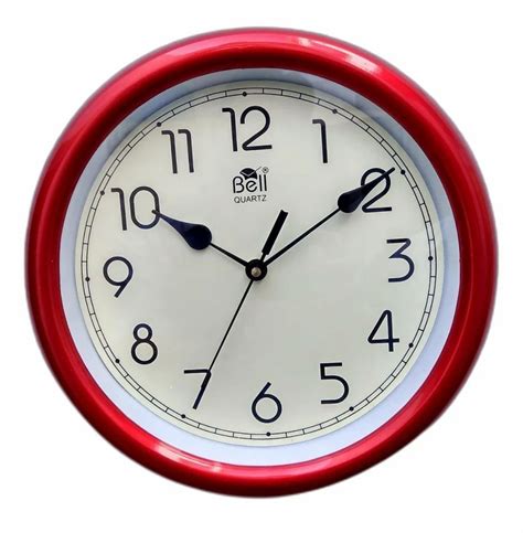 Analog Quartz Red Plastic Wall Clock Size Inch Diameter Model