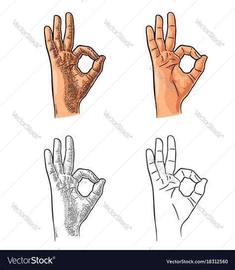 Hand showing symbol okay black vintage Royalty Free Vector