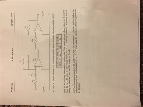 Build A LT Spice Schematic Of The Above Amplifier Chegg