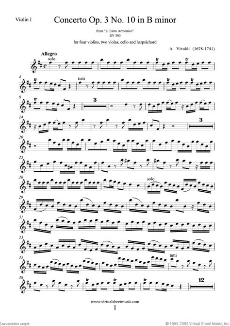 Vivaldi Concerto In B Minor Op No Rv Parts Pdf Sheet Music