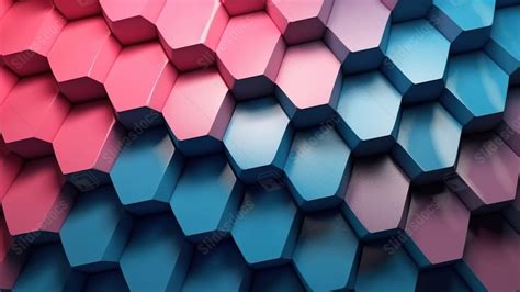 Fondo Patrón Hexagonal En 3d Con Una Combinación De Colores Azul Y Rosa