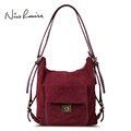 Nico Louise Women Real Split Suede Leather Boston Bag Original Design