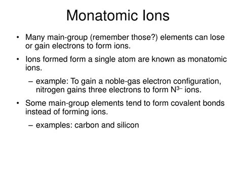 Give Three Examples Of Monatomic Ions