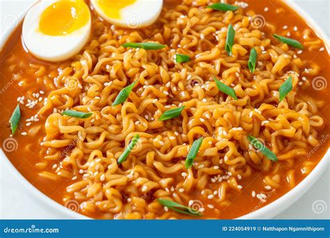 Korean Instant Noodles With Egg Stock Image Image Of Korean Food