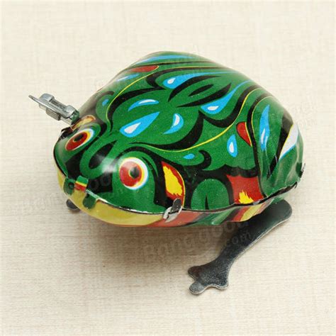 Funny Wind Up Jumping Frog Toy Clockwork Spring Tin Toy With Key Us438