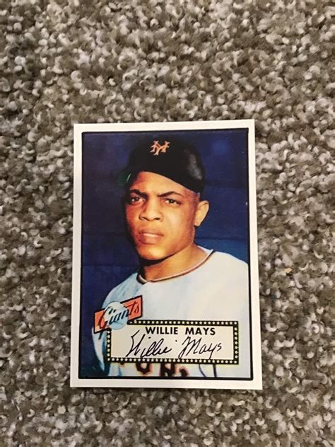 New York Giants Willie Mays 1952 Topps Rookie Baseball Reprint Etsy