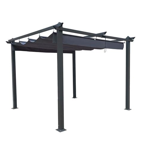 Cenadinz Ft X Ft Outdoor Patio Retractable Pergola With Canopy H