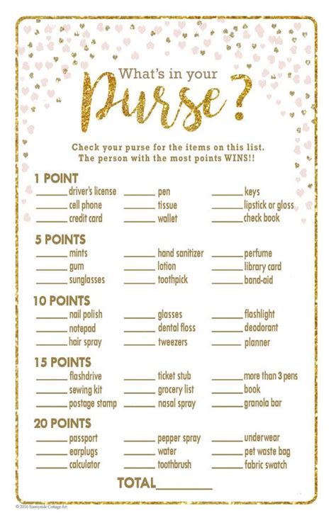 What S In Your Purse Game Free Printable Printable Templates Free