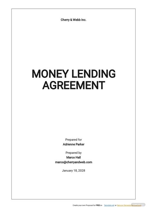 Simple Money Lending Agreement Template Google Docs Word Apple