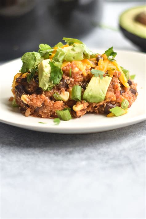 Vegan Slow Cooker Enchilada Quinoa Black Bean Bake Thyme And Love