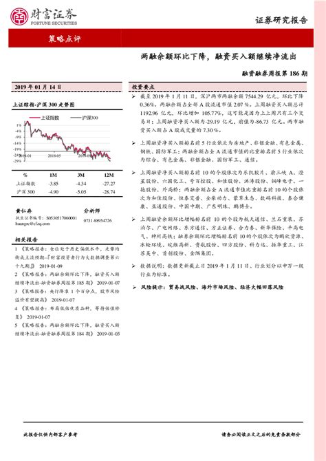 融资融券周报第186期：两融余额环比下降，融资买入额继续净流出