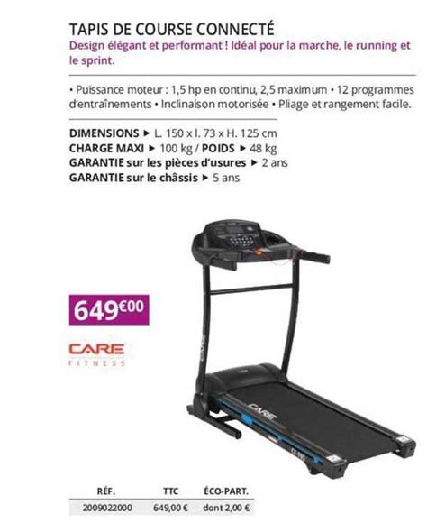 Promo Tapis De Course Connect Care Chez Distri Club M Dical